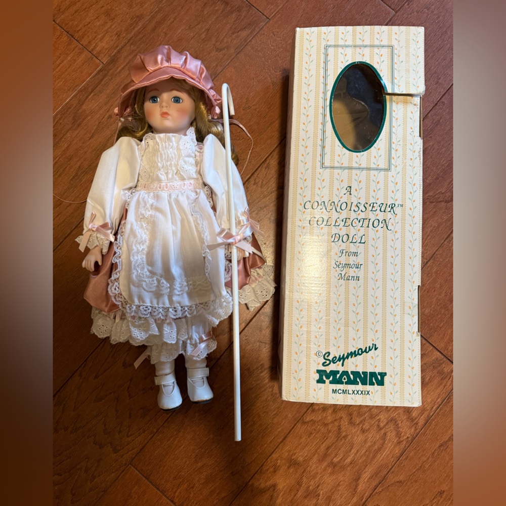 Vintage 1989 Seymour Mann Porcelain Doll with Pink Dress